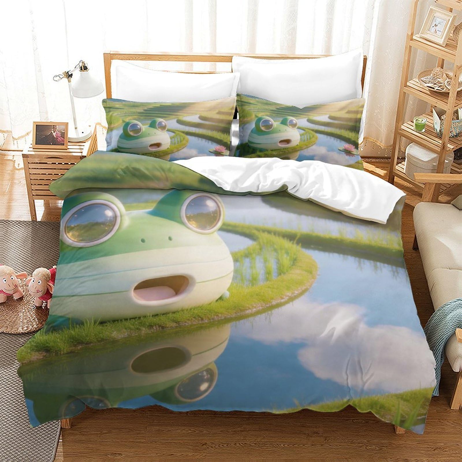 Grenouille parure de couette respirante et douce en microfibre 3D 220x240cm King