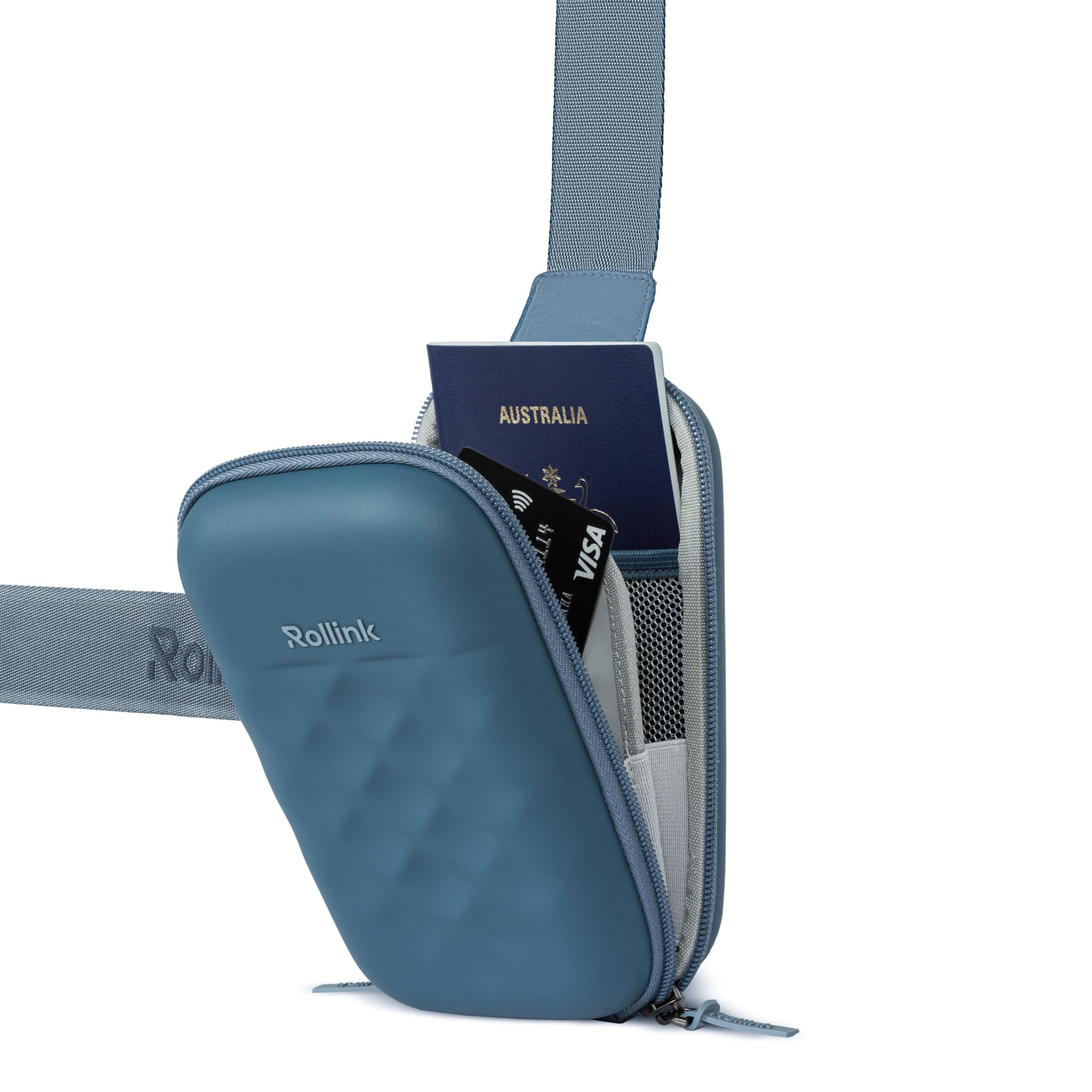 ROLLINK Mini Bag Go - Marsupio a tracolla da uomo, resistente, con guscio rigido, antifurto, resistente a tagli e tagli, impermeabile