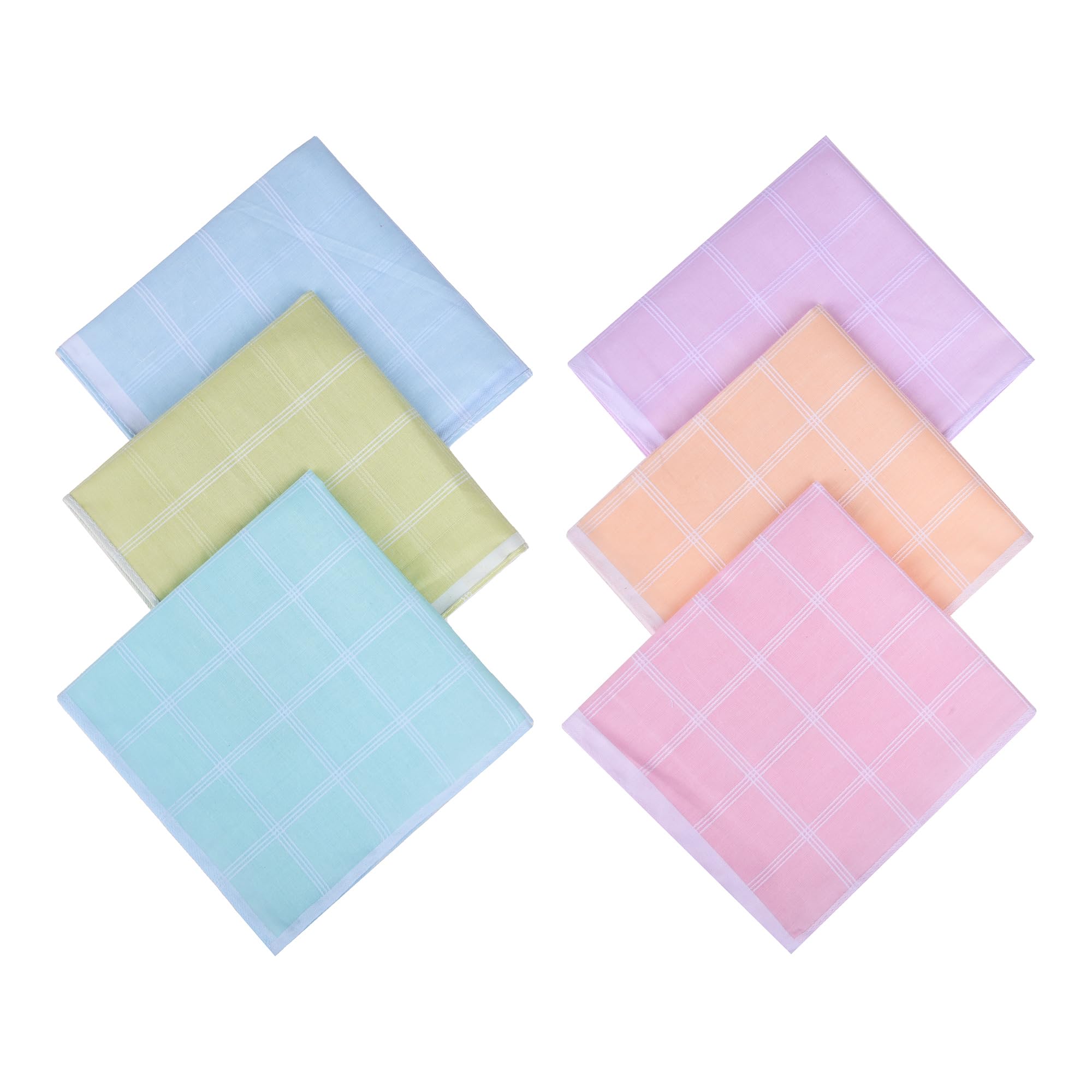 Kuber Industries Handkerchief | Cotton Handkerchief for women | Women's Handkerchiefs | Ladies Rumal Hankies | Light Check | 6 Piece Set | Multi