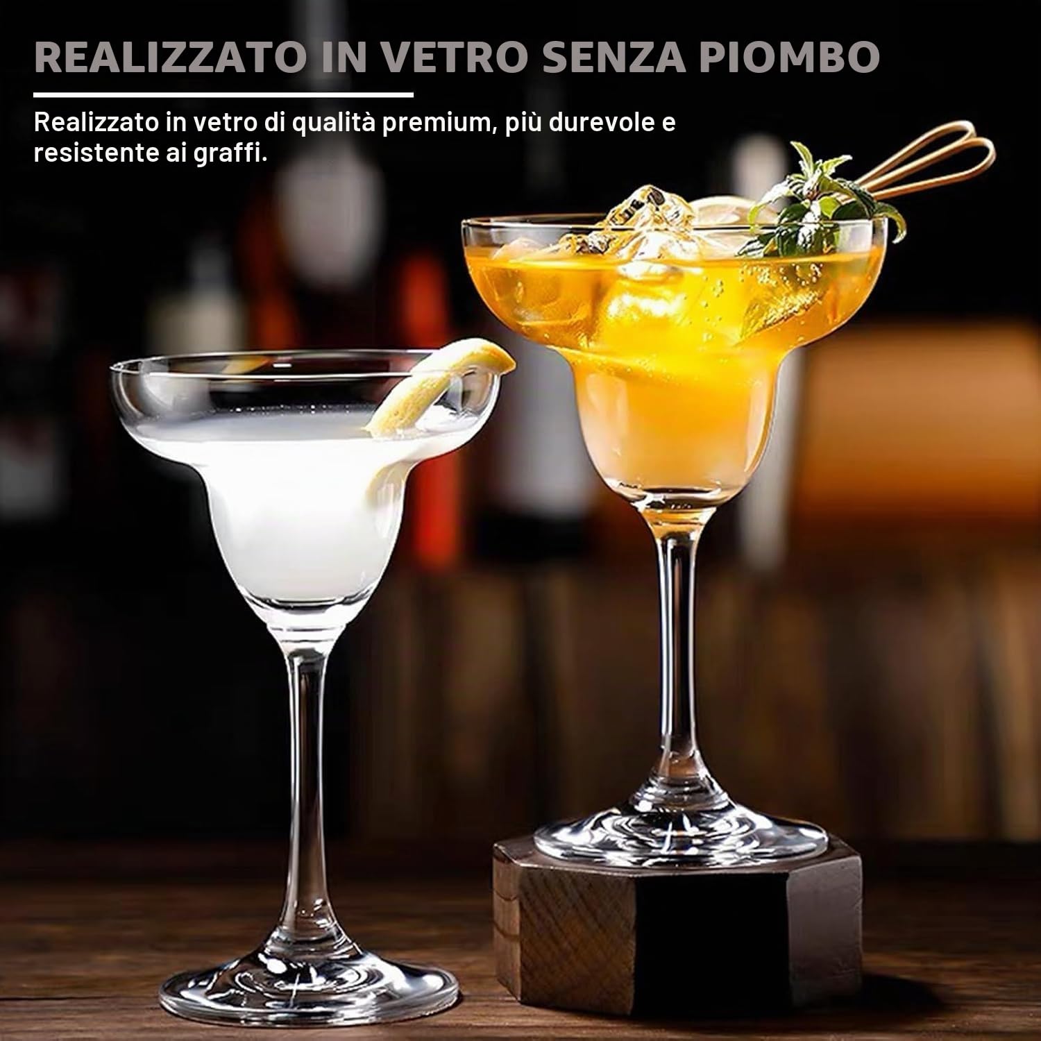 Set di 6 bicchieri Margarita da 270 ml, bicchieri da cocktail classici Martini, trasparenti, in cristallo, per la casa, i ristoranti e le feste