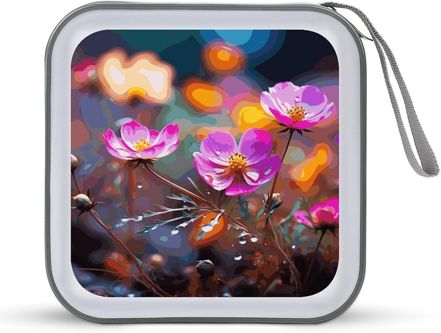 40-Sheet Capacity CD Case Storage Bag,Colorful Small Flower Printed Large Capacity CD Protective Storage Organizer Portable DVD Case for Car, Home,Office,Travel