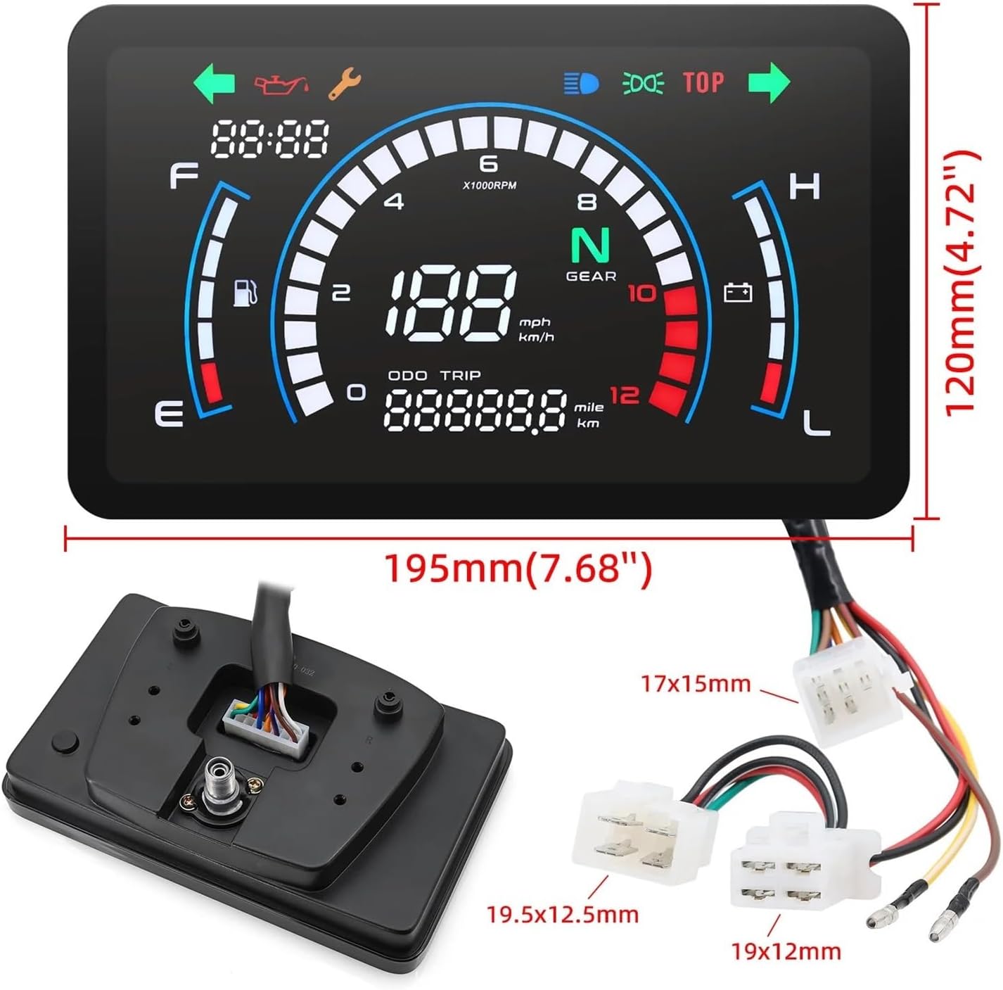 Motorcycle Speedometer Gauge Motorcycle Instrument Dashboard Odometer Digital Tachometer Gauge Motorbike RPM for EX5 Dream/EX5 Ipowed