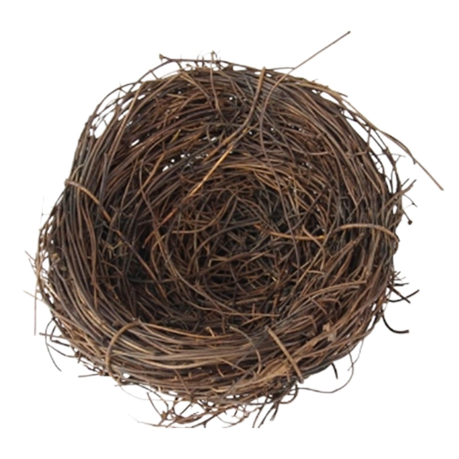 Nido de pájaros – Nido de loro tejido hecho a mano | Base plana para animales pequeños para jardín, accesorios de jaula de pájaros para hábitat, cabaña de césped natural para pinza, periquito, canario