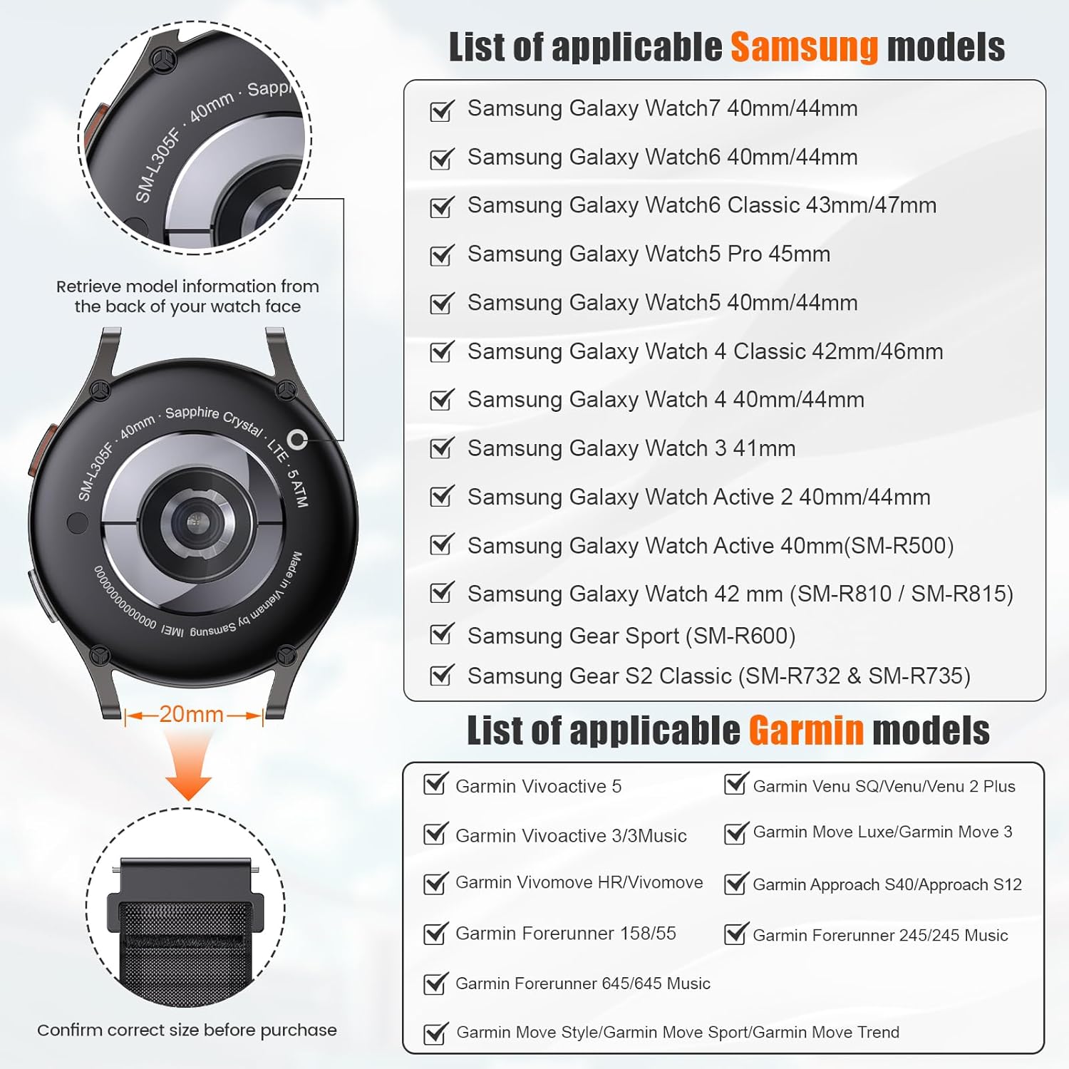 Elastic Nylon 20mm Watch Band Compatible with Samsung Galaxy Watch 7 6 5 4 40mm 44mm/Galaxy Watch 6 Classic Bands 43 47mm for Women Men, 20 mm Quick Release Watch Bands for Samsung Galaxy Active 2 - Image 6