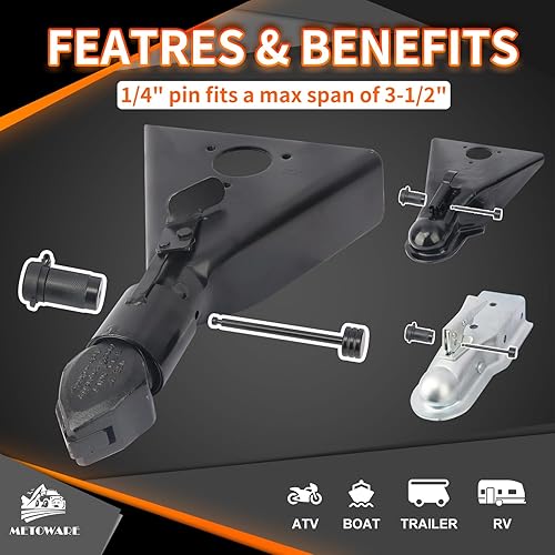 Miniatura 7 de METOWARE Bloqueo de acoplador de lengüeta de remolque de 14 pulgadas de diámetro, 3-12 pulgadas de ancho, bloqueo de enganche de remolque para
