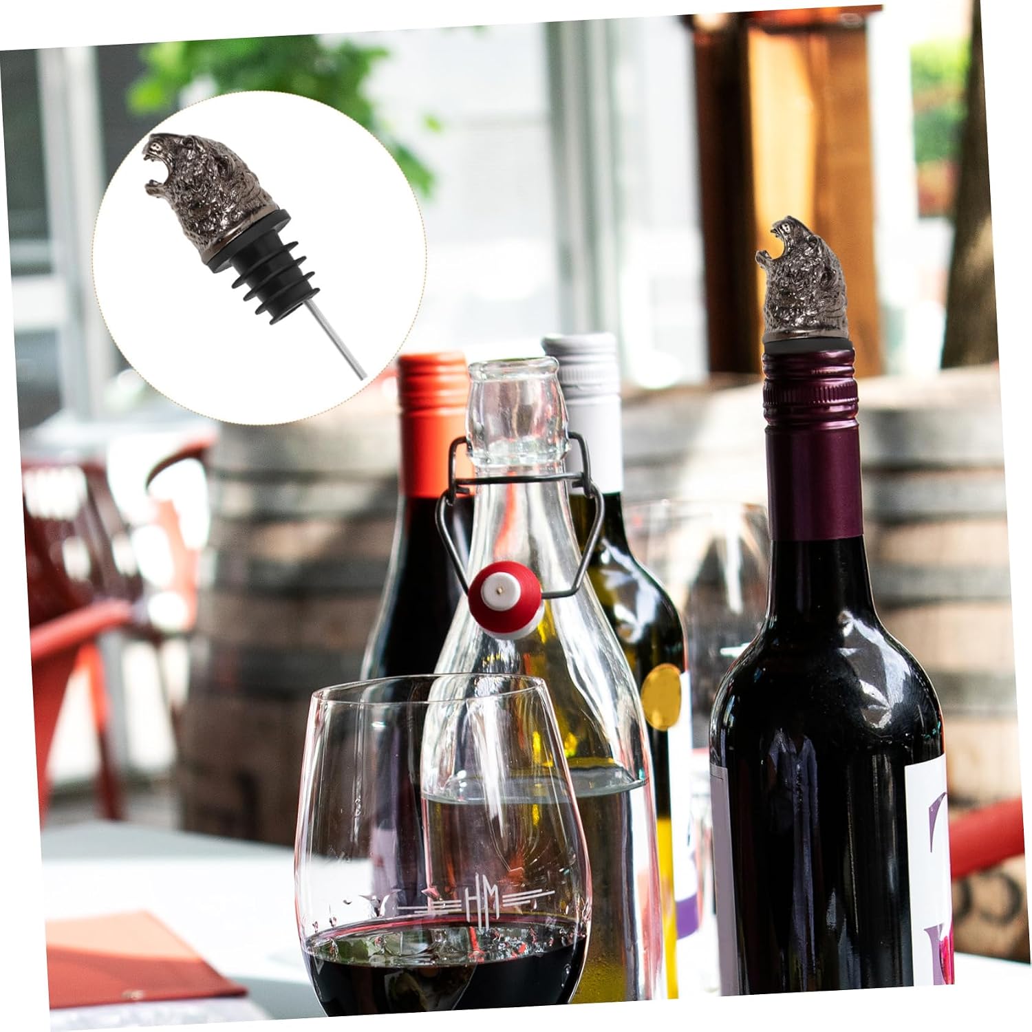 Sosoport 2pcs Wine Pourer Spout Tiger Design Bottle Pourer for Liquor and Wine Easy to Clean and Use for Parties and Gatherings