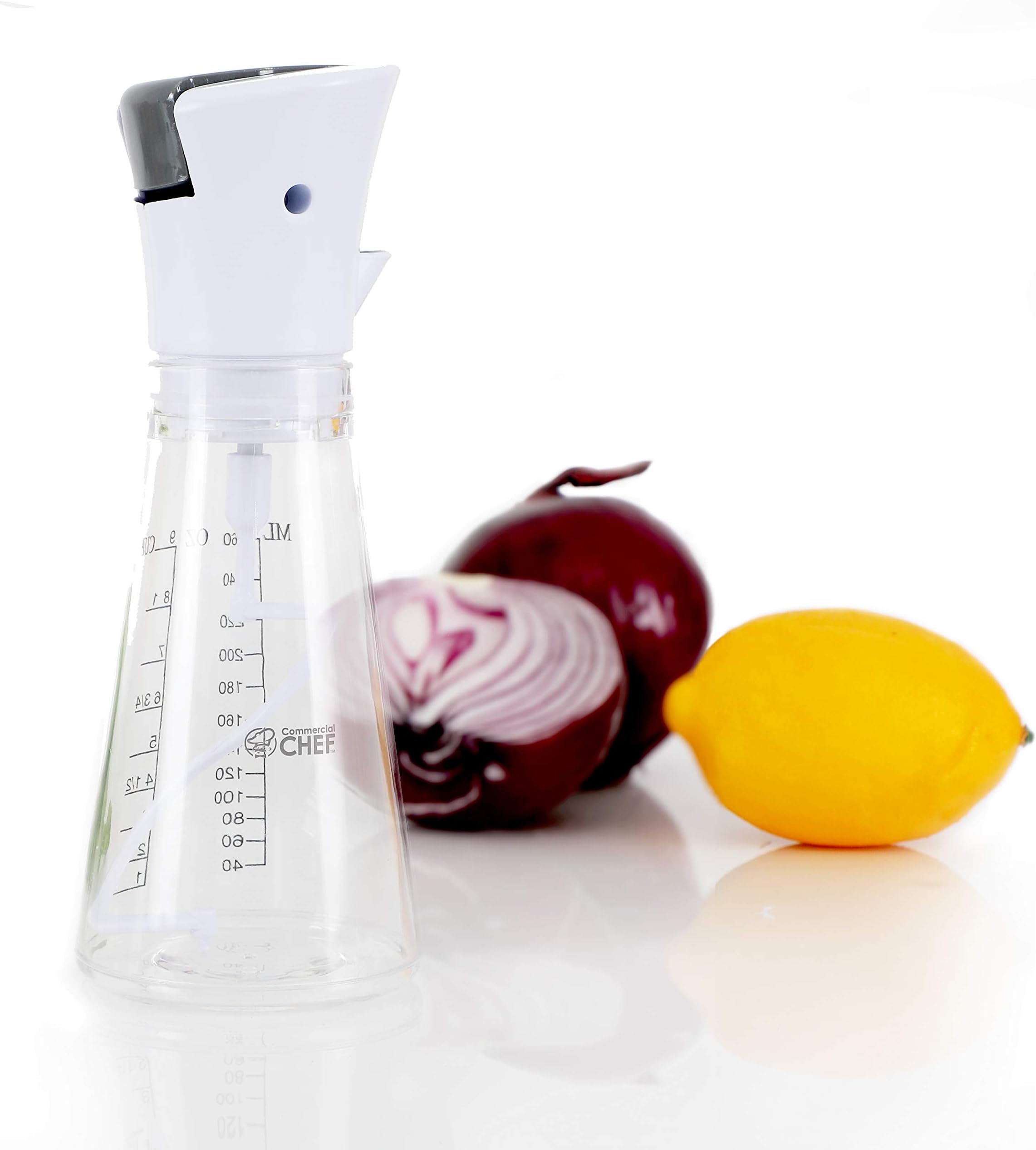 COMMERCIAL CHEF Salad Dressing Mixer for Homemade Salad Dressings, Dressing Bottle with Button to Mix, Dressing Container with Pour Spouts, Shaker Bottle for Ranch, Vinaigrette, and More