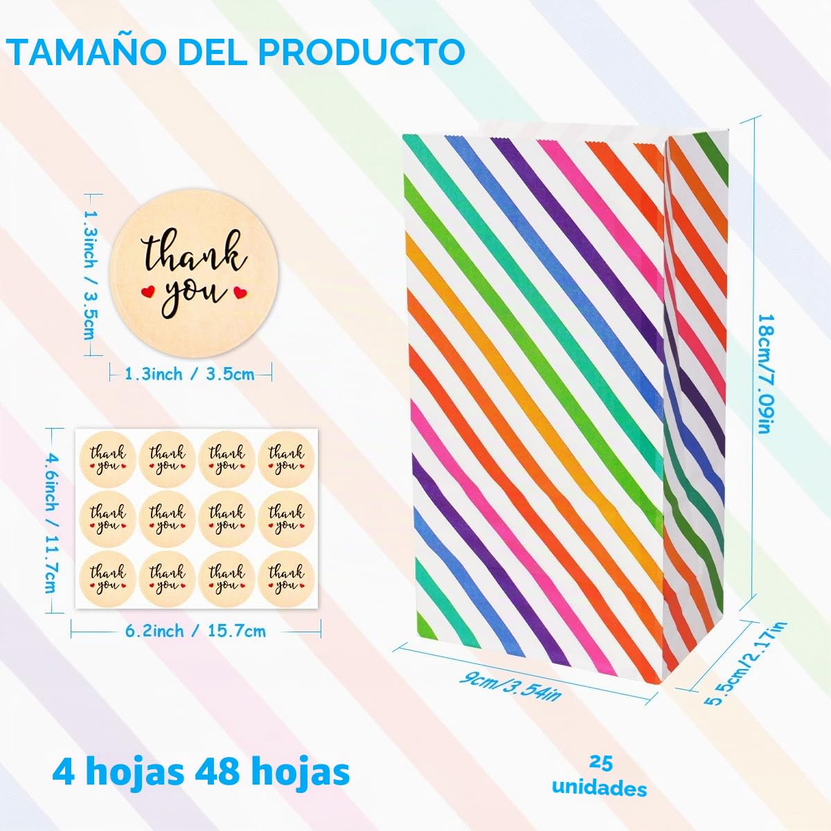 Flintronic 25PCS Bolsa de Regalo, Bolsa de Papel Cortada, con Lindas Pegatinas, Bolsas de Fiesta para Fiestas Infantiles, Cumpleaños, Navidad