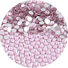 NCB 3000pcs Flatback Round Glass Nail Art Rhinestones Crystal for DIY Making Accessories Shoes, Clothes, Face Art, Bags, Manicure (Lt. Rose, SS6 3000pcs)