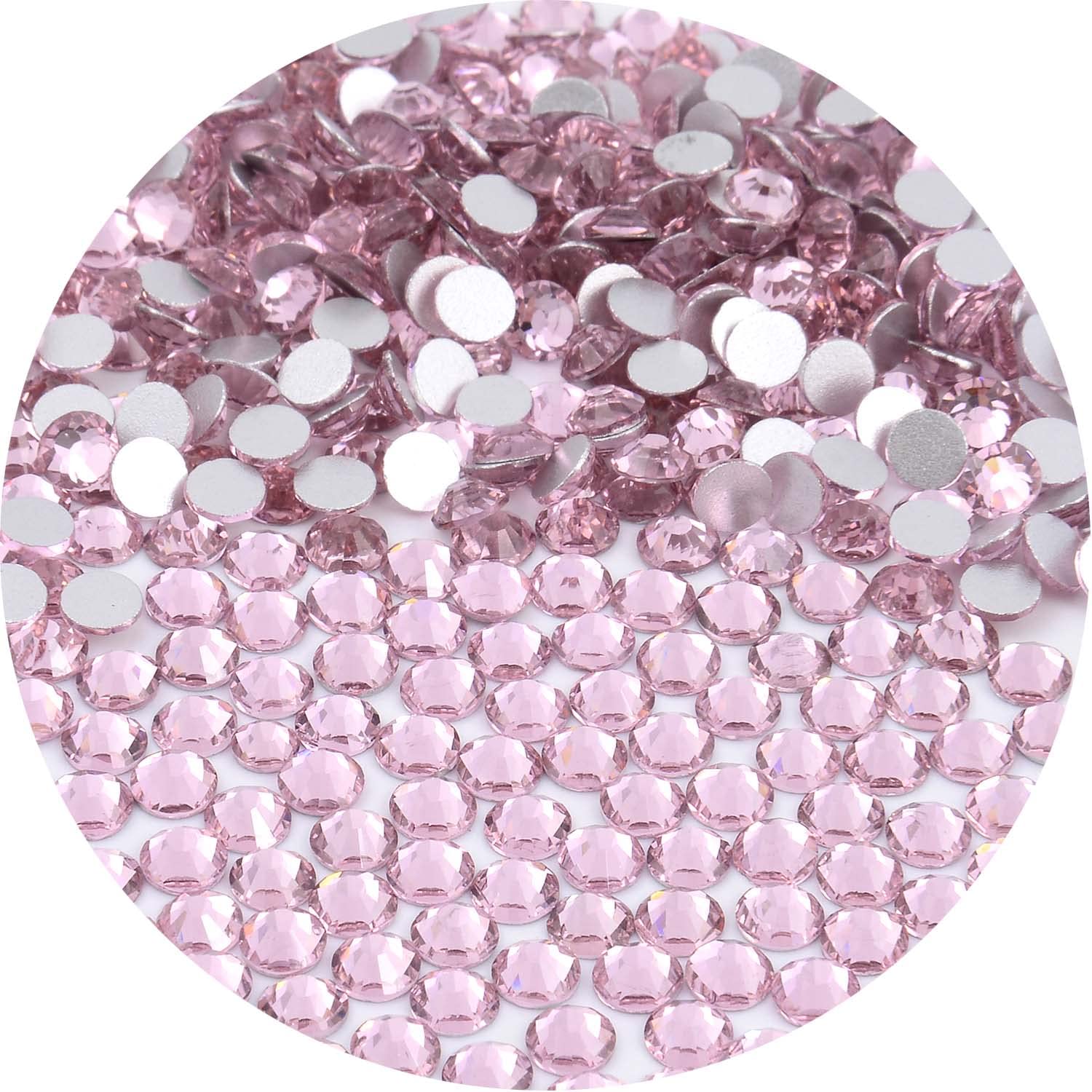 NCB 1500pcs Flatback Round Glass Nail Art Rhinestones Crystal for DIY Making Accessories Shoes, Clothes, Face Art, Bags, Manicure (Lt. Rose, SS20