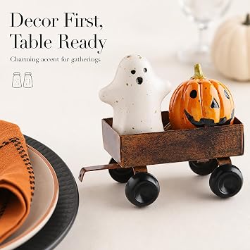 Mud Pie Stoneware Salt and Pepper Set, Halloween, 2 x 2 3/4