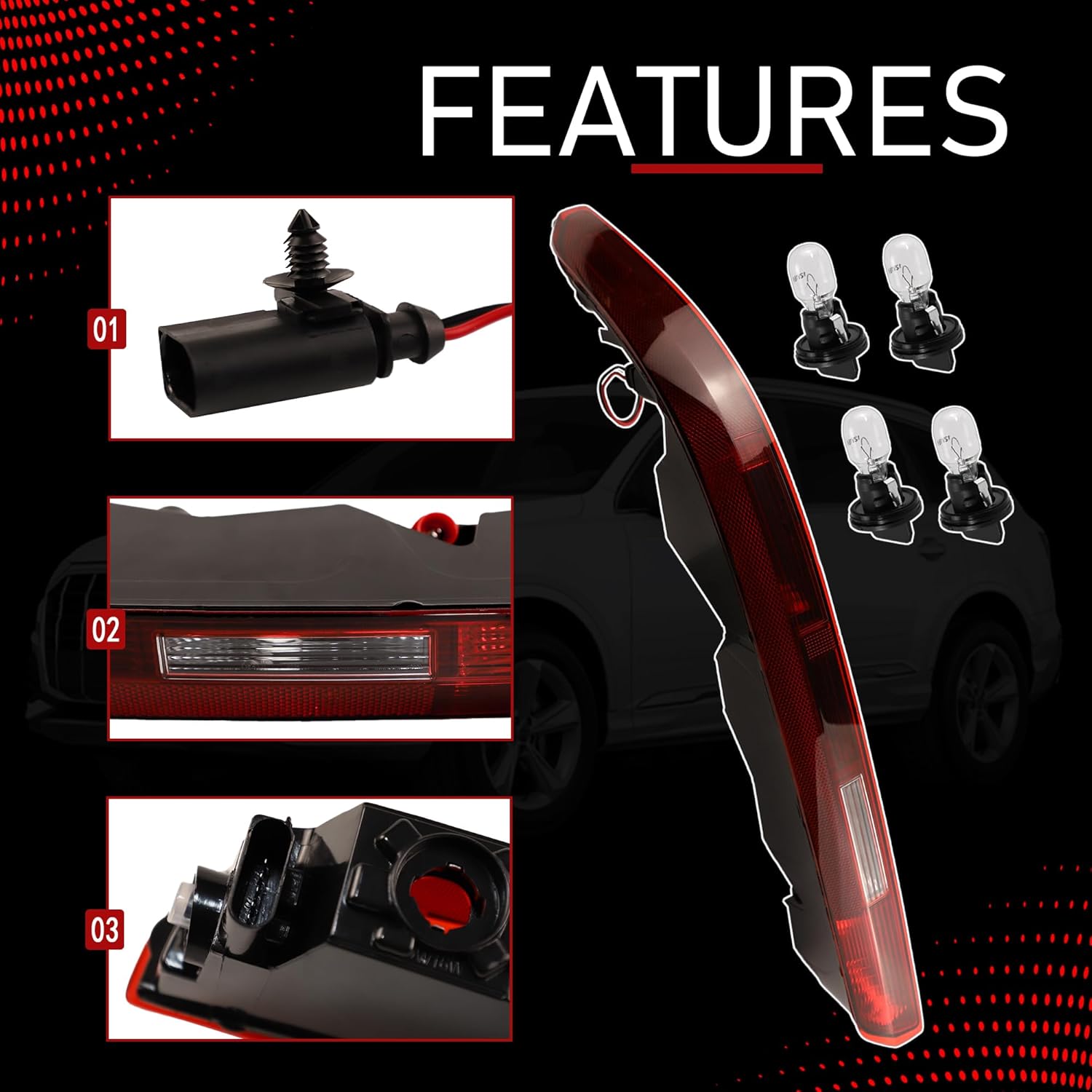 Right Passgenger Side Taillight Rear Bumper Tail Light Reflector Assembly Compatible with 2016-2022 Audi Q7 Replaces 4M0945095 - Image 4