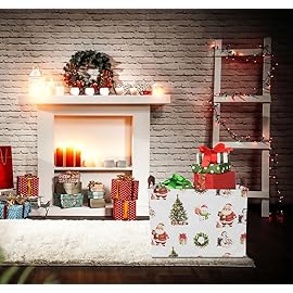 CLOCOR Collapsible Fabric Storage Container, Waterproof Toy Bin with Handles, Gift Basket (Watercolor Christmas)