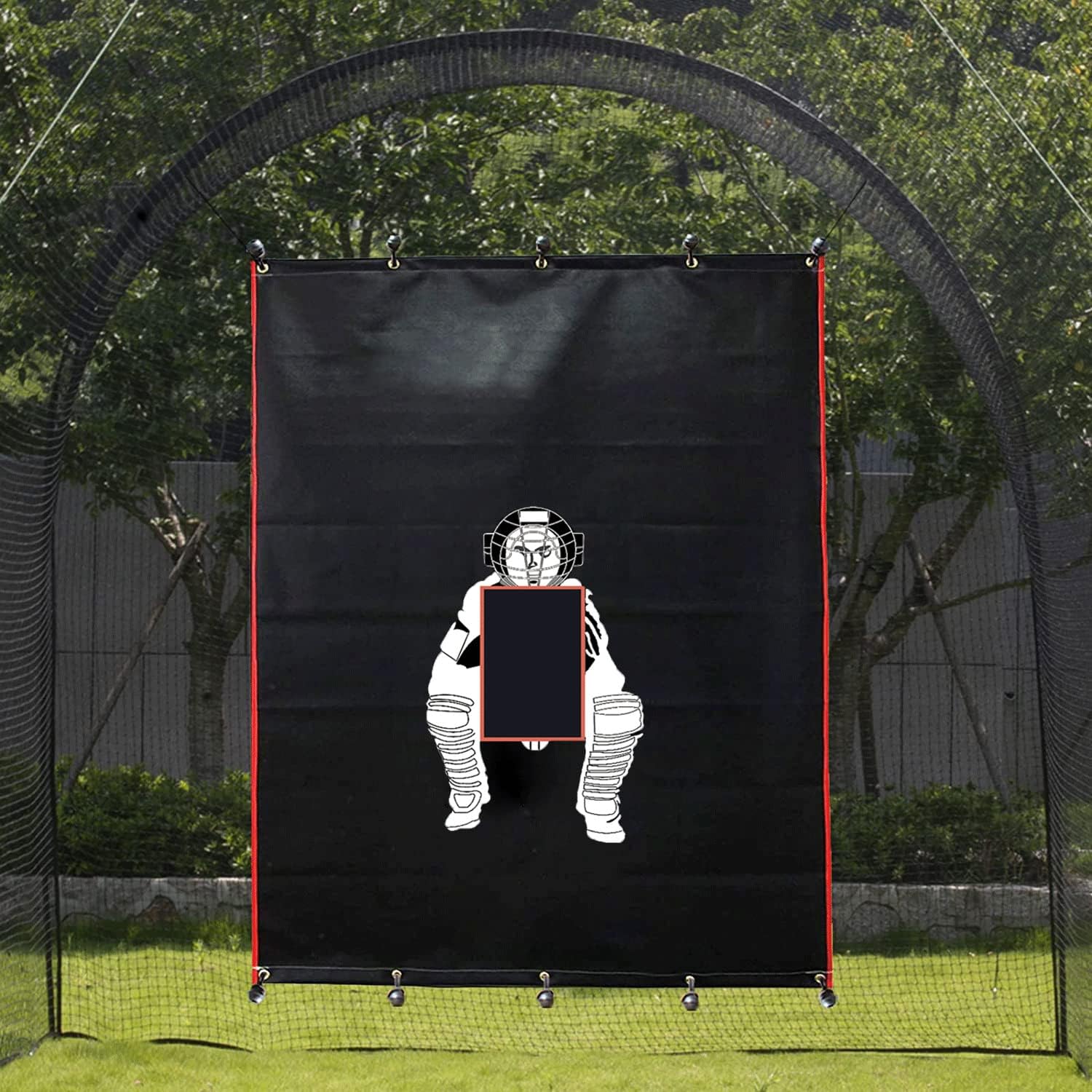 Batting Cage Backstop with Strike Zone Heavy Duty PVC Coated Oxford Fabric Vinyl Baseball Backstops with Catcher Softball Pitcher Training Equipment Aid