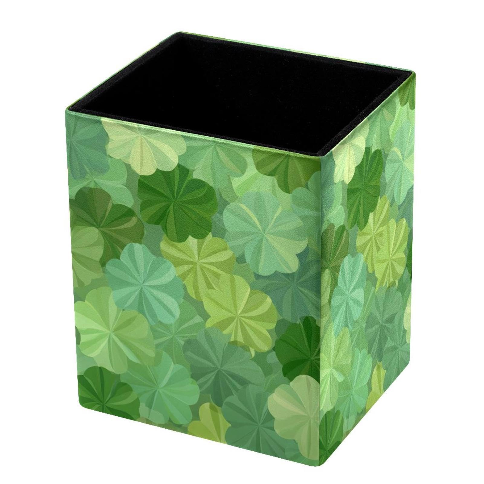 VAPOKF Pencil Holders for Desk, Shamrock Printed Pen Holders Pen Pot Makeup Brushes Storage Desktop Stationery Supplies Organiser for Home Office