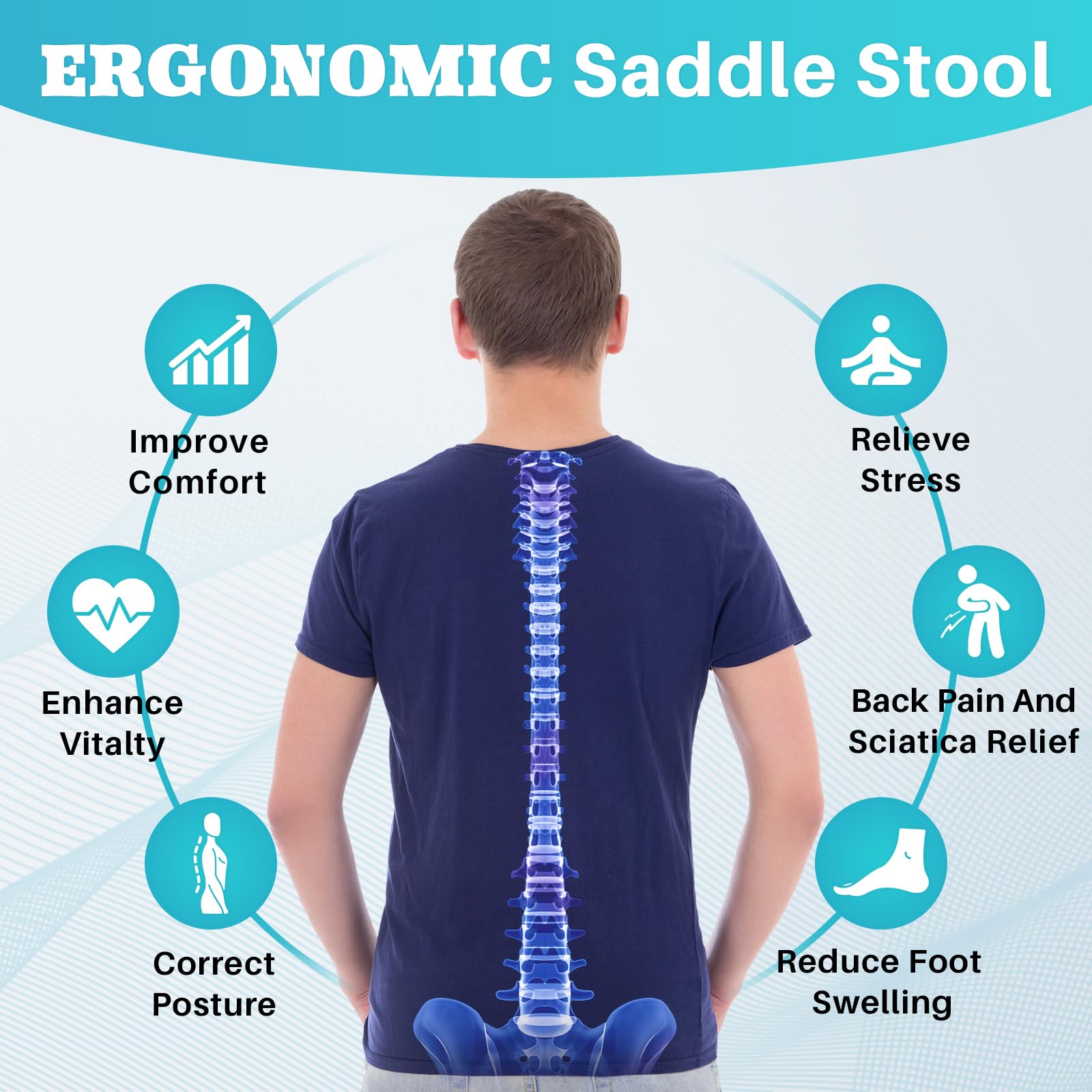 YEEZEE Saddle Stool - Ergonomic Salon Chair -5