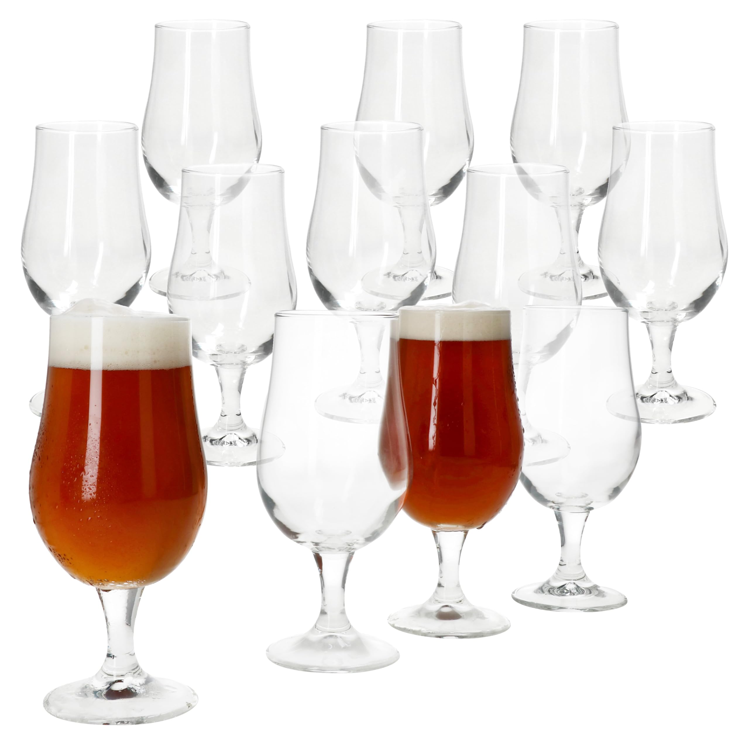 MamboCat Lot de 12 verres à bière Hook Pils I 350 ml, hauteur 18 cm I pour 12 personnes I Tulipe à bière en verre avec pied I Verre à bière transparent 0,35 l I Verres à bière pour fêtes