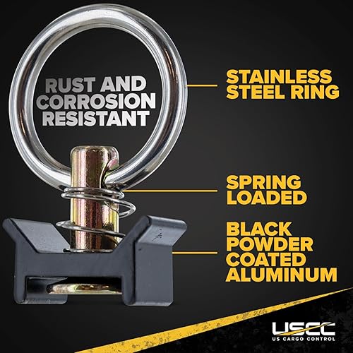 Miniatura 2 de US Cargo Control Montaje de un solo perno para riel L (paquete de 4) 4,000 libras de resistencia a la rotura, anillo redondo de acero inoxidable,