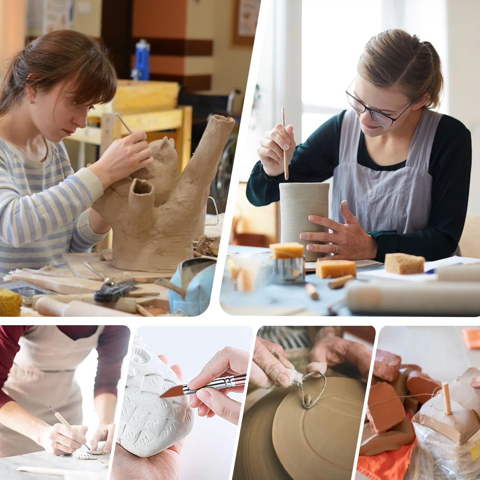 Set Attrezzi Scultura Argilla - 66 Pezzi Per Ceramica, Modellazione, Cake Design, Con Custodia E Grembiule - Foto 3