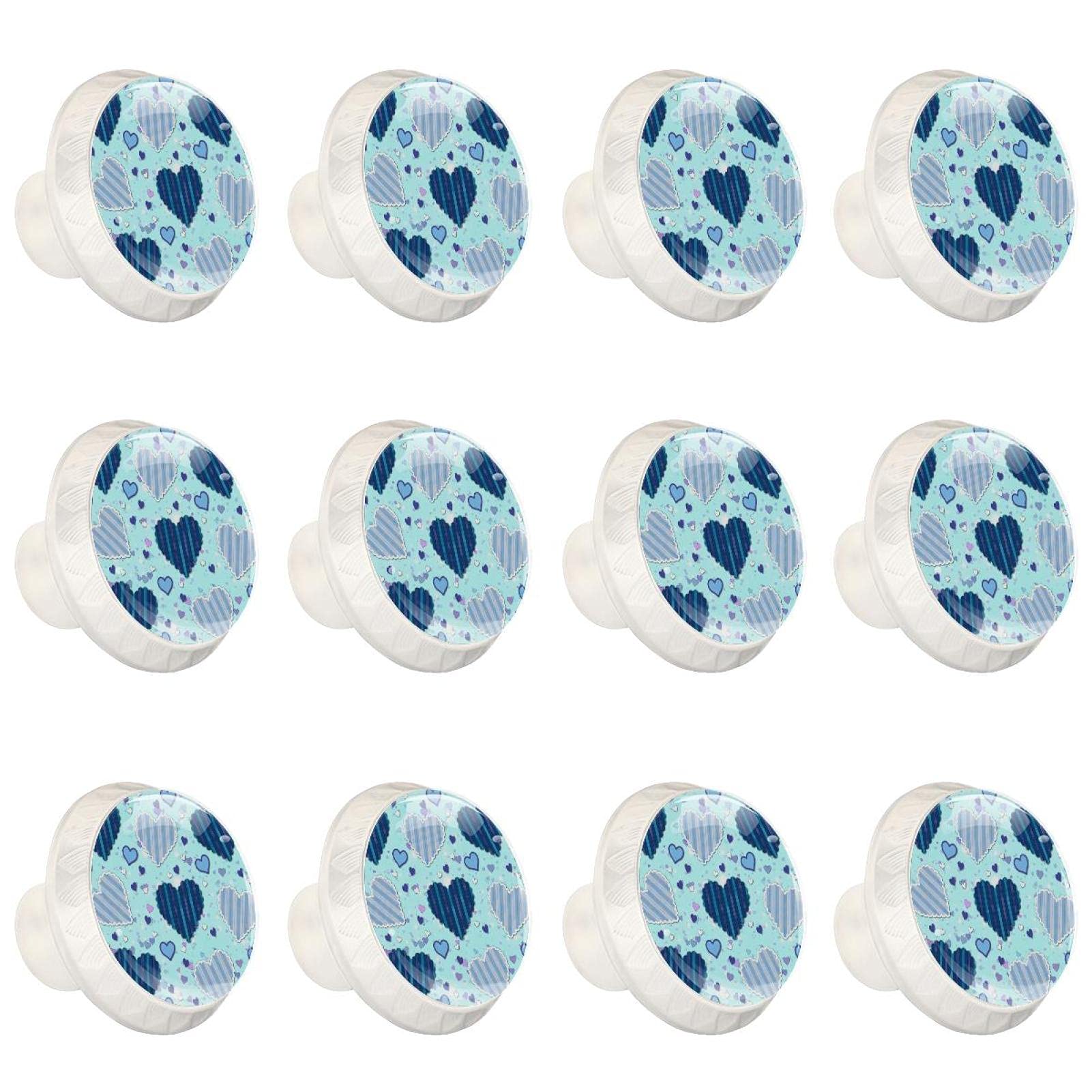 Boutons de cuisine de qualité supérieure à design cœurs bleus précieux