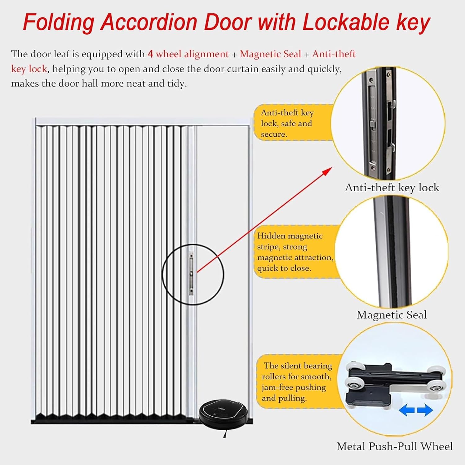 Customizable Transparent Crystal Folding Sliding Door, Acrylic Accordion Room Divider for Bathroom & Indoor/Outdoor Use, Clear Partition Door (38x80in)