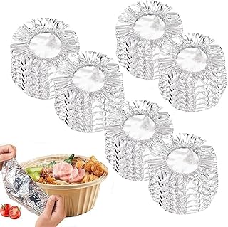 50枚入り 断熱アルミホイル キッチン用、アルミホイルボウルカバー 鮮度保持 繰り返し使える フィルム 断熱カバー ラップ アウトドア テイクアウト ホーム キッチンツール 使いやすい キッチン用品(シルバー)