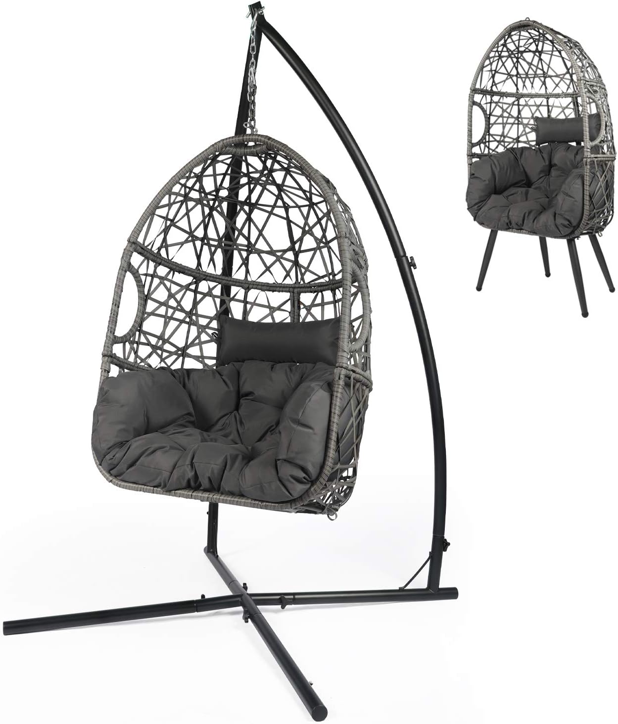 Swing Chairs Kaemingk Bologna Hanging Chair Grey Two Person Egg Hammock