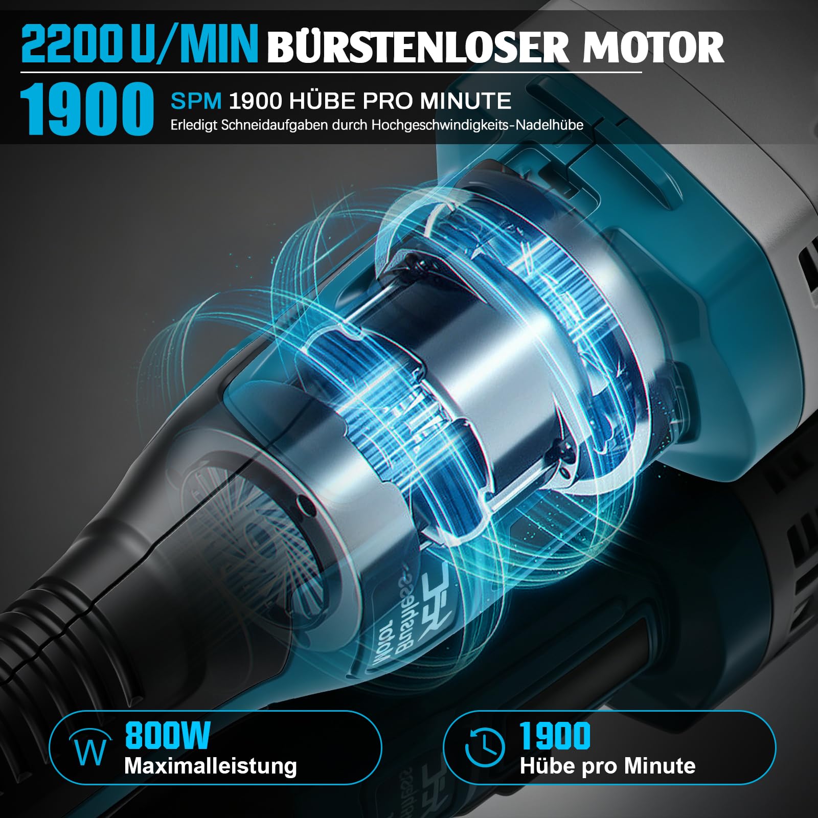 Knabber Blechknabber Kompatibel mit Makita Akku 18V, 800W Kabellose Blechnibbler mit Bürstenlos Motor, 2200U/min, 360° drehbarer Knabberkop Elektrische Blechschere für Edelstahl & Aluminium(ohne Akku)