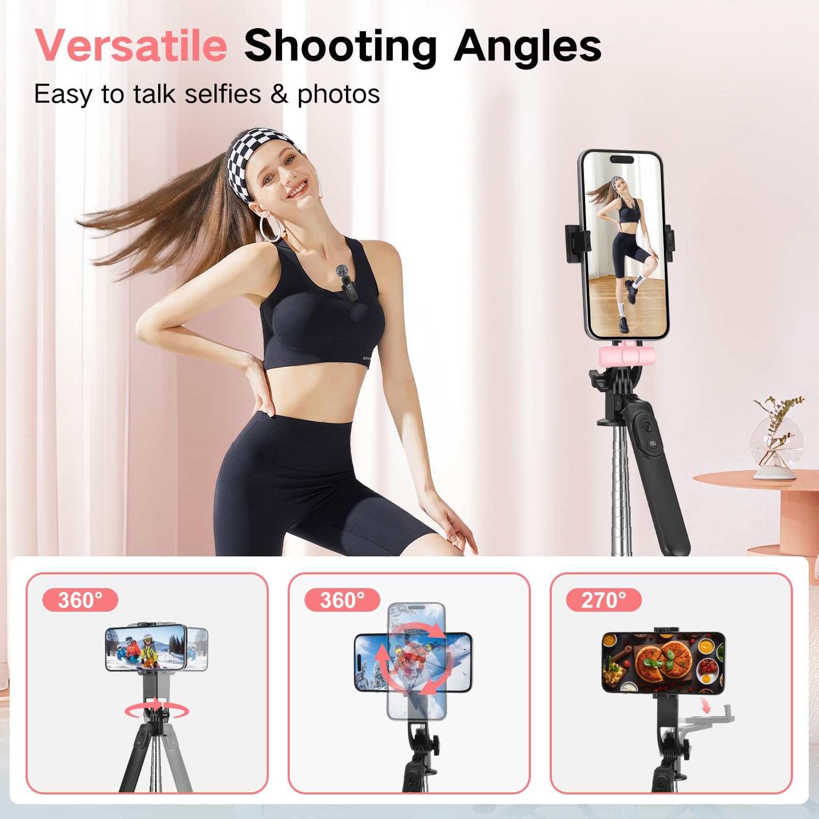 Kit per vlogging da 70 pollici, treppiede in metallo per selfie per iPhone