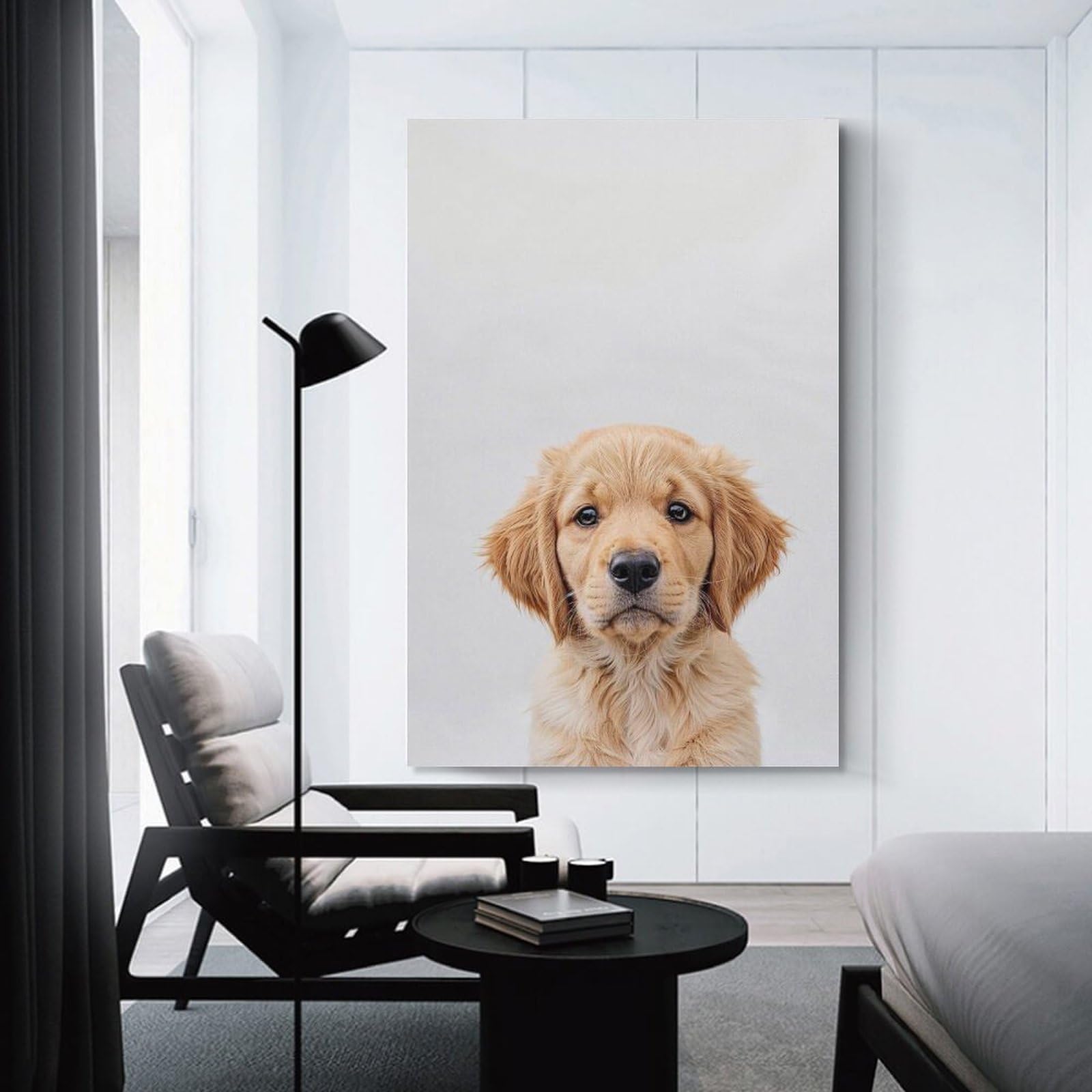Junmoney Unframe-Style-23 Cute Baby Golden Retriever Canvas Wall Art 20X30inch(50X75cm), For Art Walls, Layered Displays Or Homes, Decorative Artwork With Flexible Styling