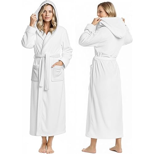 NY Threads Premium Womens Robe with Hood, Plush Fleece Long Bath Robe for Women, Fluffy Soft Women's Bathrobe