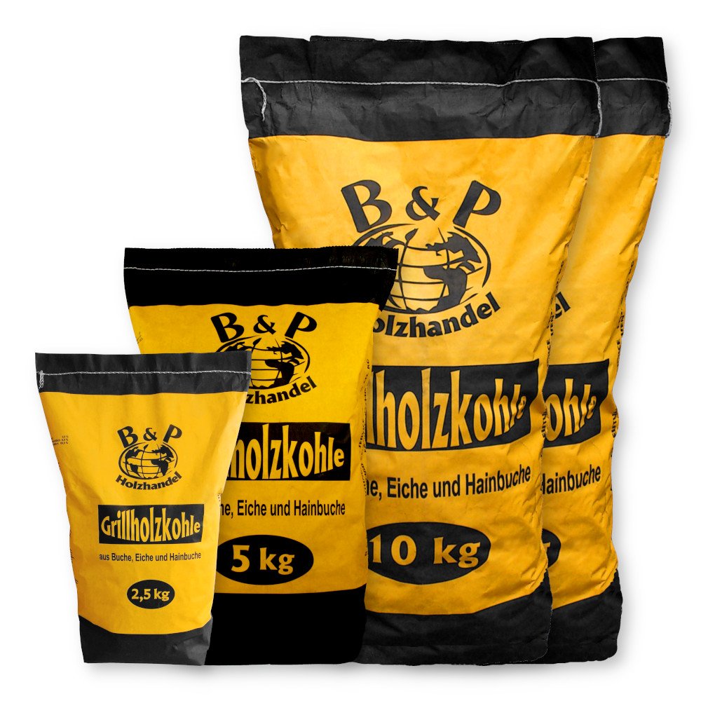B&P Dienstleistungen und Service Holzkohle Premium Buche 27,5 Kg im Karton (2x10Kg,1x5Kg,1x2,5Kg)