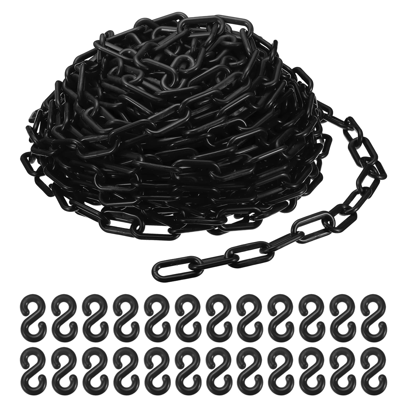 PATIKIL Chaînes en Plastique 100Pieds de Chaîne de Sécurité de 2Pouces Largeur Noir pour Contrôle Foules Files d'Attente Stationnement Clôtures Portails Concerts Chantiers de Construction