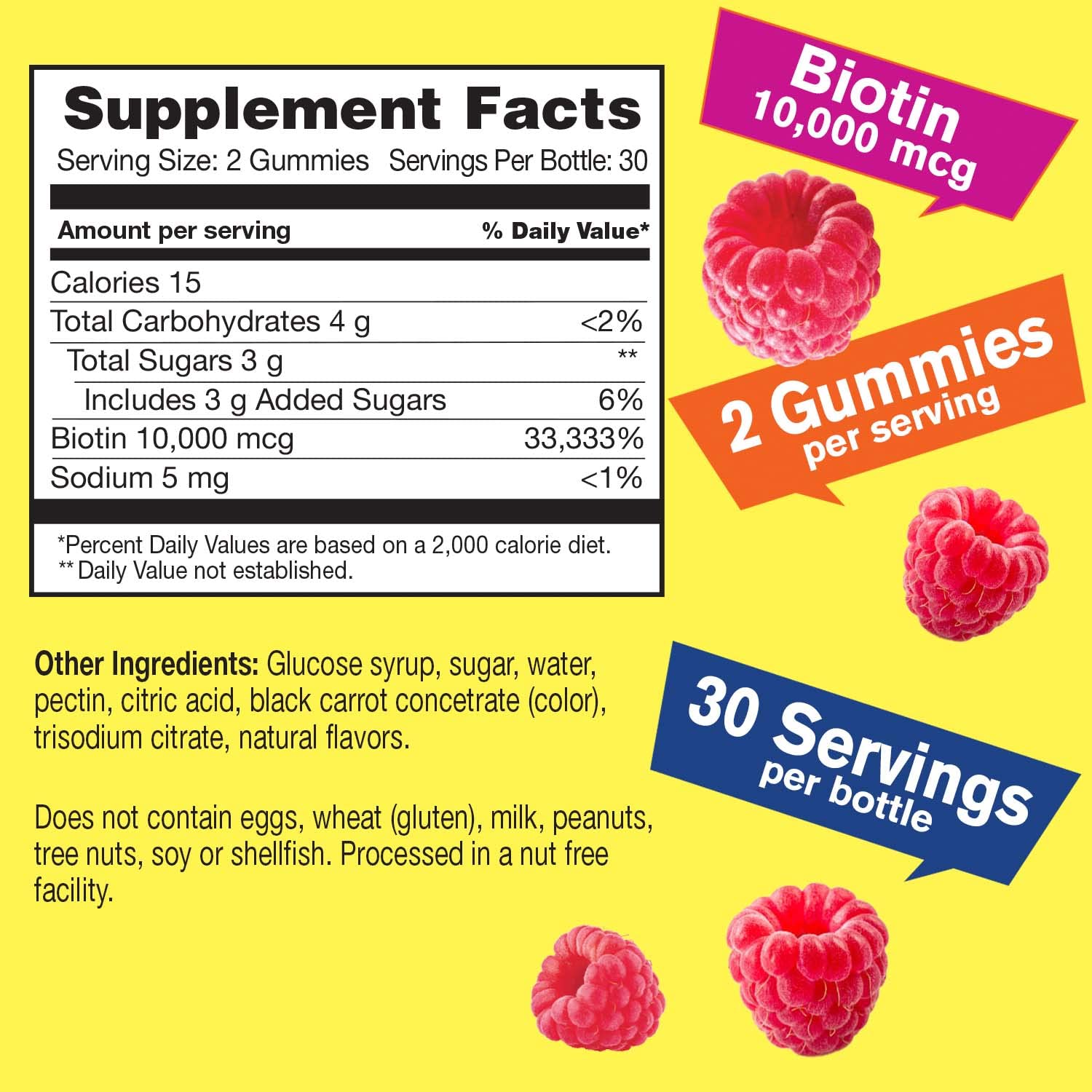 WellYeah High Potency Biotin 10,000 mcg Gummies - for Stronger Hair, Skin & Nails - Vegan-Friendly, Gluten-Free, Non-GMO, and Delicious Berry Flavor - 60 Gummies — Amazon image 2