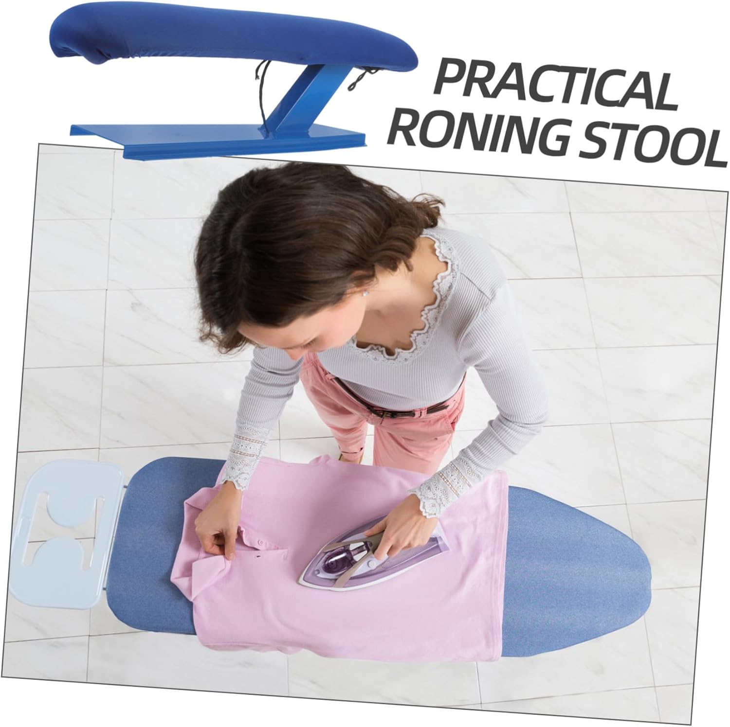 Sleeve Ironing Board with Nonslip Base Lightweight Home Laundry Clothes Pressing Rack Compact Stable Wooden Fabric Design for Travel and Storage