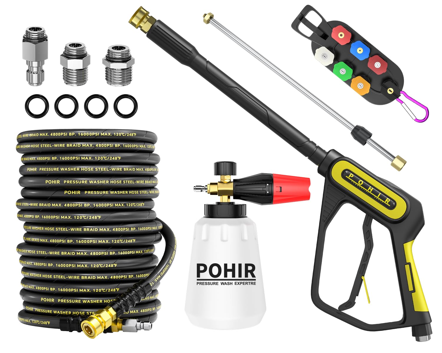Photo 1 of POHIR 3/8" Pressure Washer Hose and Gun 4800PSI 100FT