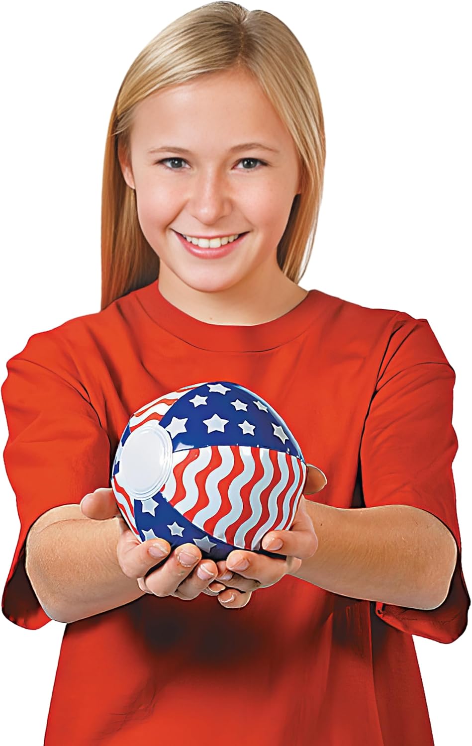 Fun Express Inflatable Patriotic 5 Inch Stars & Stripes Mini Beach Balls (12 Pack)