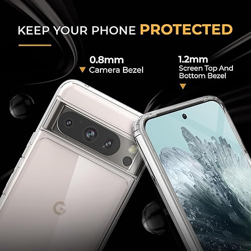 Miniatura 4 de MOTIVE Funda delgada transparente para Google Pixel 8 Pro, transparente, a prueba de polvo y nunca amarillea, funda para Pixel 8 Pro con biseles de