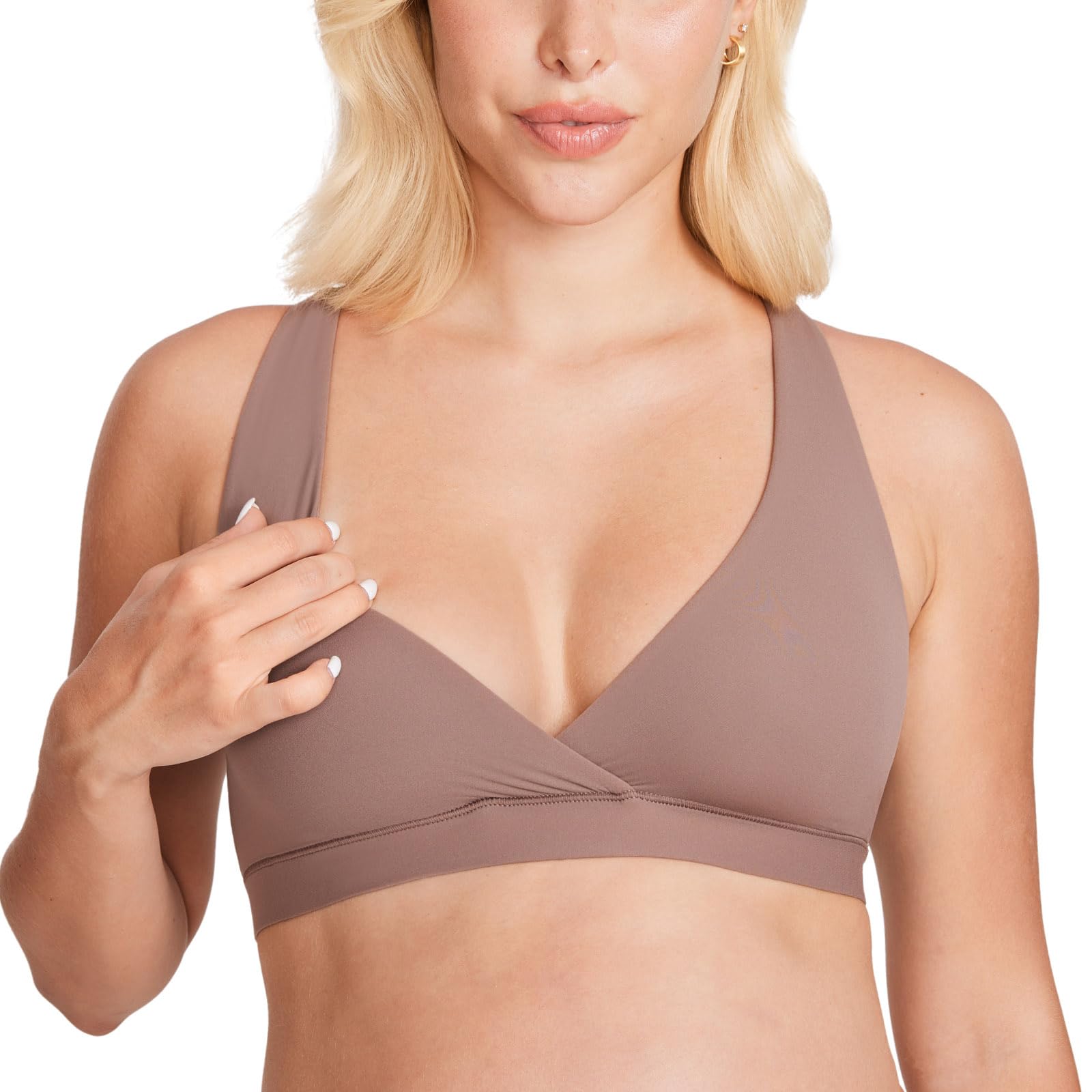 MOMANDA Damen Still BH ohne Bügel Soft Racerback Schwangerschafts BH Schlaf Bequemer Seamless Bralette