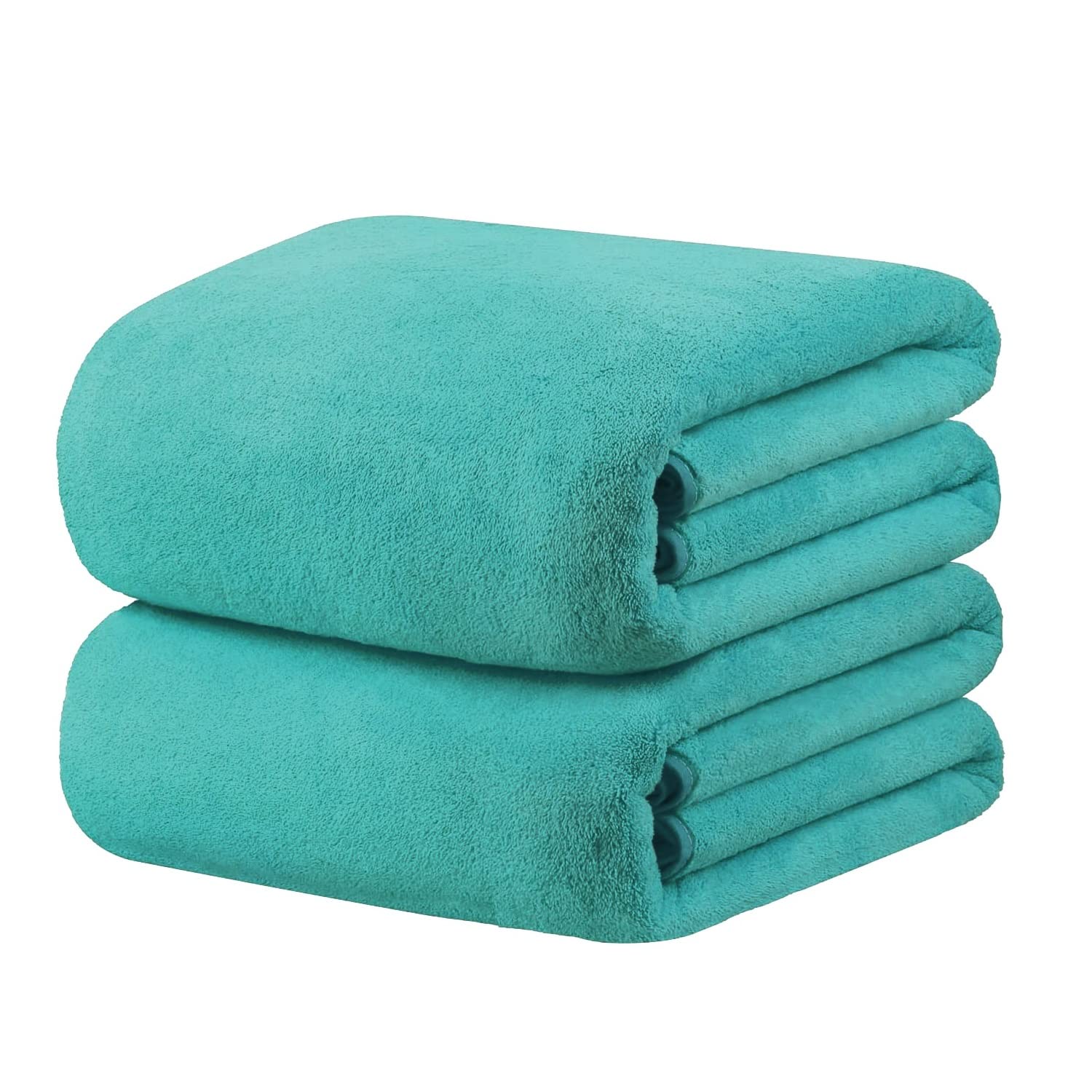 Fabienne 2-Piece Microfiber Bath Towel 70 * 140cm, Soft, Durable, Super Absorbent and Fast Drying, No Fading Multipurpose Use for Sports, Travel, Fitness and Yoga (Turquoise Green)