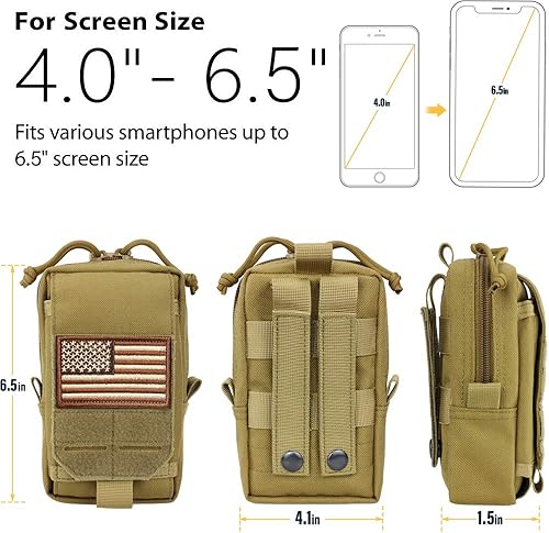 Miniatura 3 de WYNEX Bolsa táctica EDC Molle, bolsa de utilidad, organizador de artilugios, soporte para teléfono, paquete de cintura IFAK, bolsa para teléfono