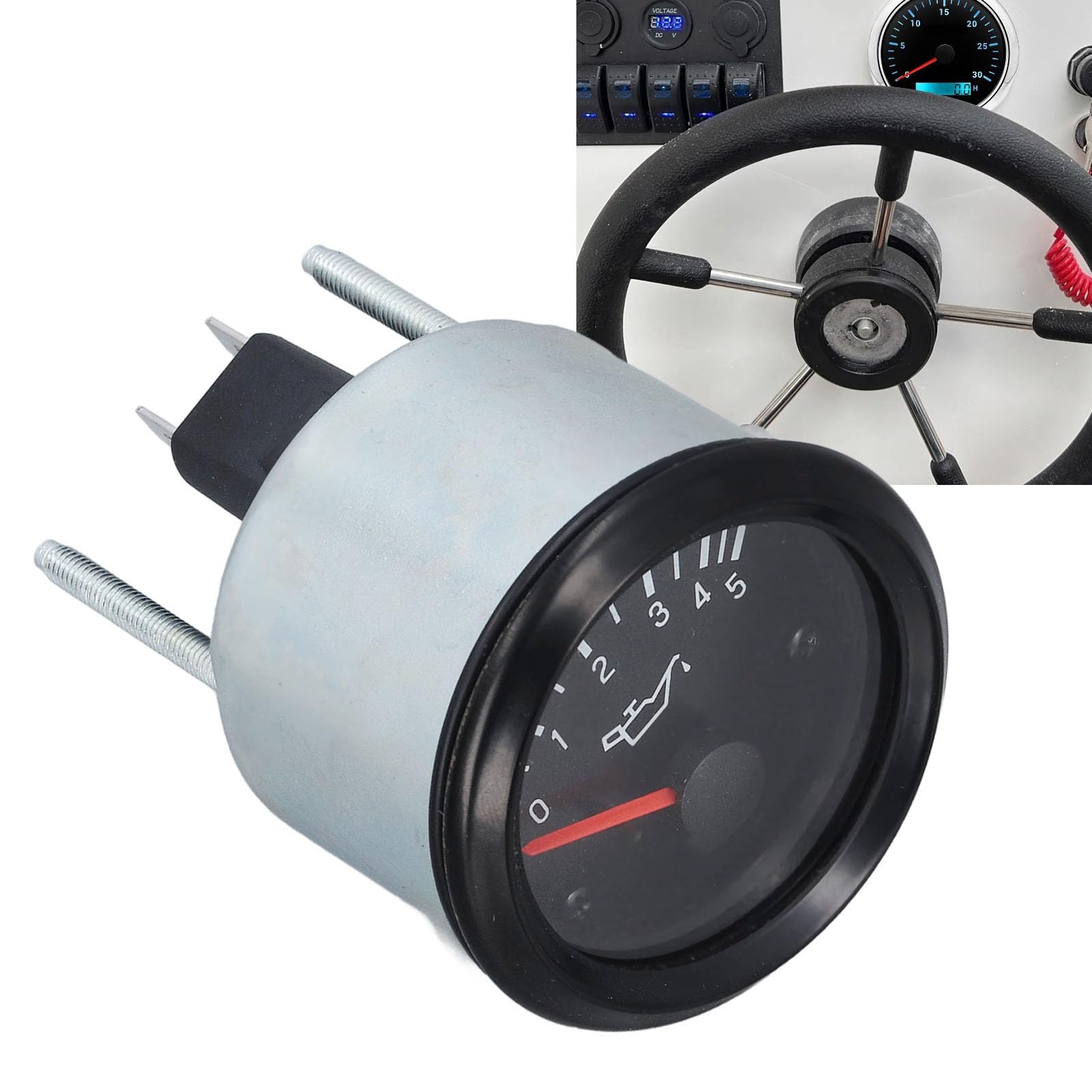 Manomètre de Pression d' et de Carburant 52mm, Numérique 0-5 Bar avec Rétroéclairage LED Haute Précision Alliage d'Aluminium Installation Facile Lecture en Temps Réel