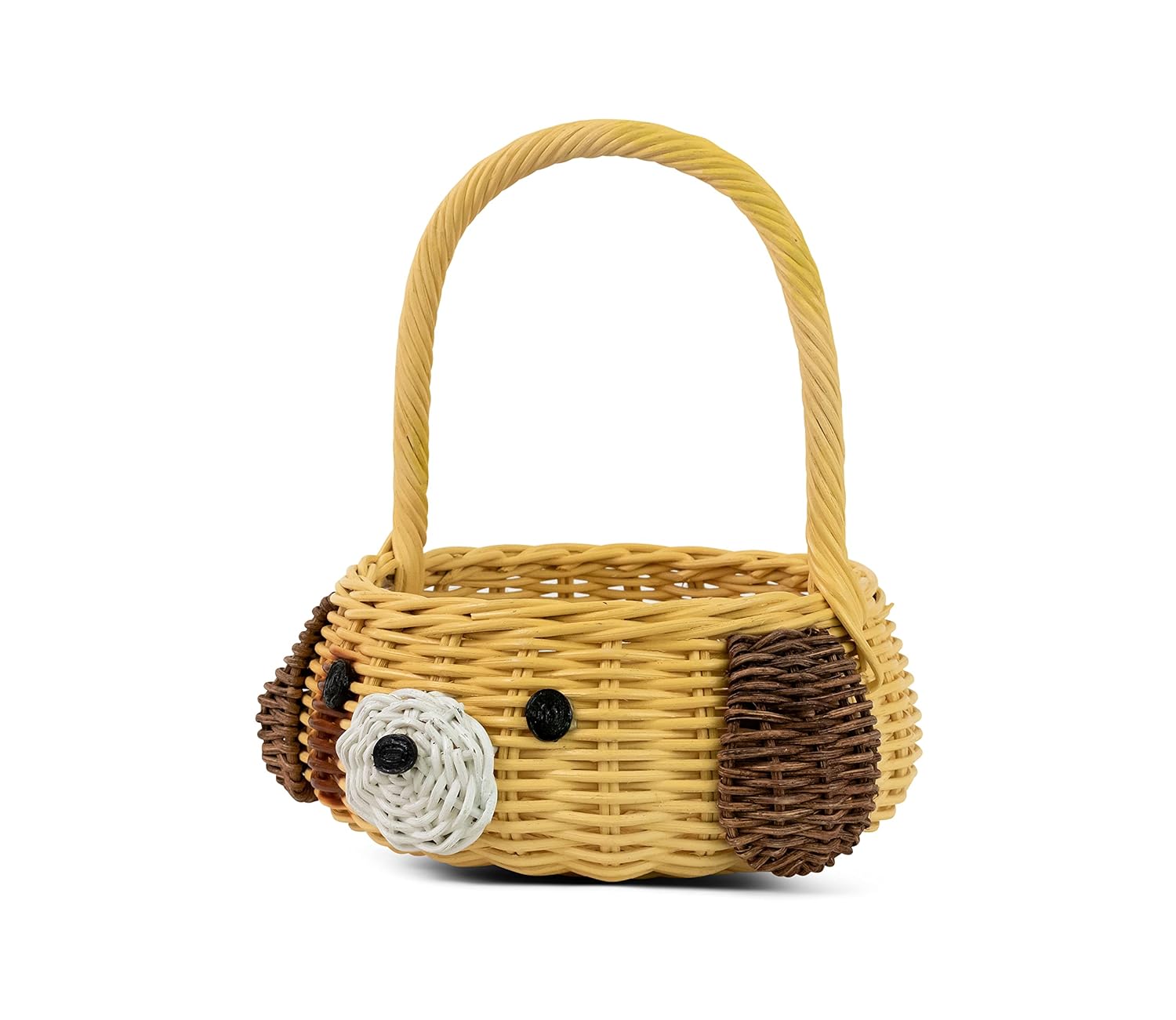 G6 COLLECTION Hand Woven Dog Rattan Wedding Flower Girl Basket Decorative Home Decor Bin Organizer Storage Cute Handmade Handcrafted Gift Art Decoration Wicker (Puppy Easter Basket)