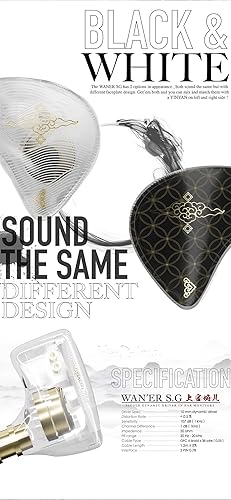 Miniatura 9 de Linsoul TANGZU Wan'er S.G HiFi - Auriculares intrauditivos de diafragma de PET de 0.394 in con forma ergonómica, cable trenzado OFC desmontable de 2