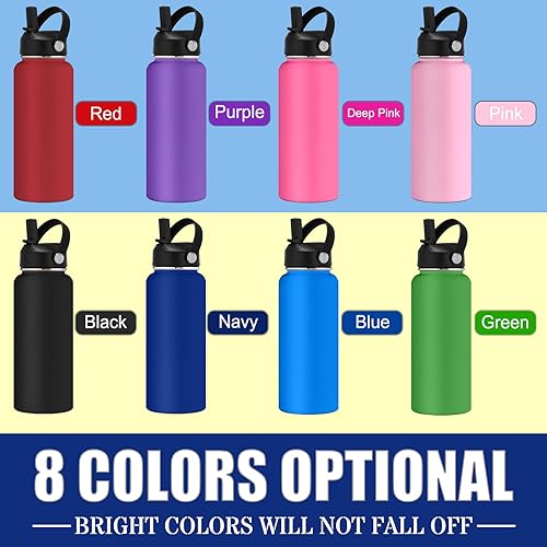 Miniatura 2 de Botellas de agua personalizadas con tapa con pajilla, botellas de agua deportivas grabadas de 24 onzas con nombre, logotipo, monograma para la