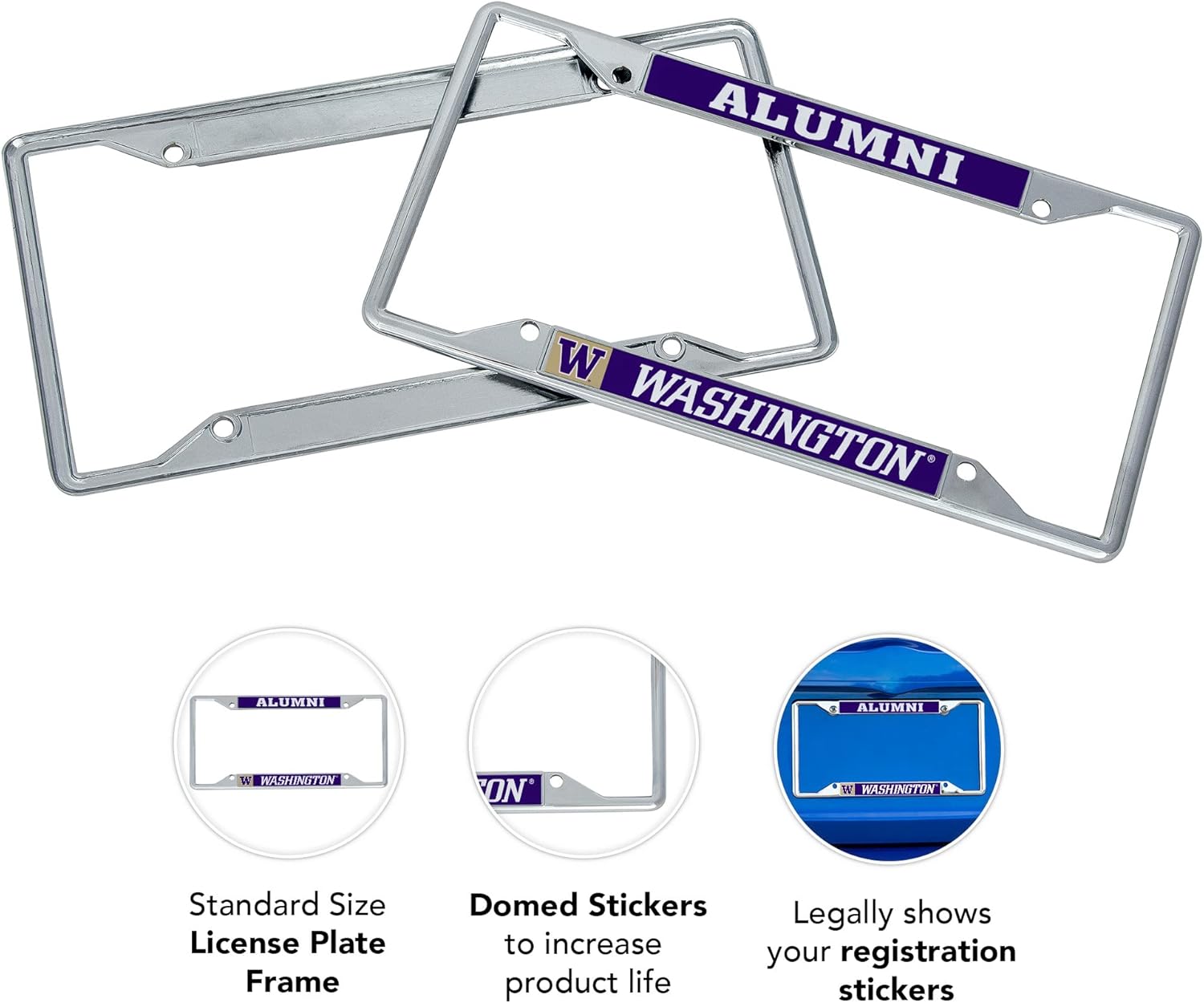 Desert Cactus University of Washington Car Accessories Metal License Plate Frame for Front or Rear of Car (Alumni 2 Pack) - Image 4