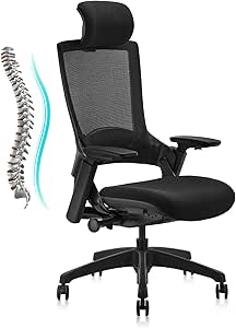 CLATINA Ergonomic High Swivel Executive Chair with Adjustable Height Head 3D Arm Rest Lumbar Support and Upholstered Back for Home Office Black Mesh/High Back