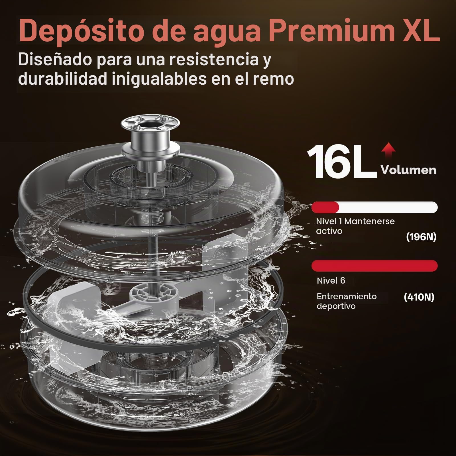 Máquina de Remo JOROTO para el hogar, máquina de Remo de Agua de Madera Plegable | Conexión Bluetooth a la aplicación Kinomap | Capacidad máxima de Peso 150 kg | Depósito de Agua de 16L | 98%