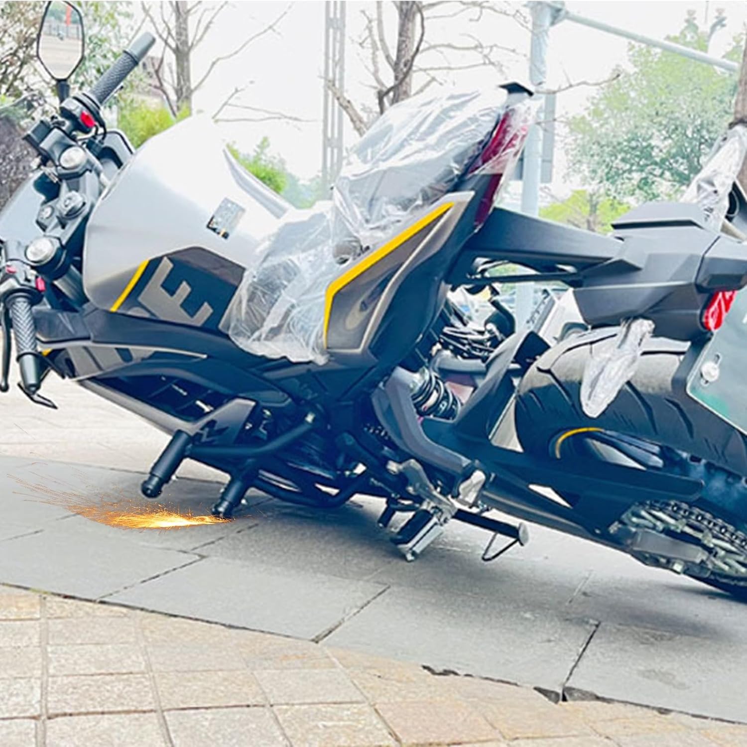 2026 Upgrade Motorcycle Engine Guard Crash Bar Compatible with CFmoto 700MT 2024 2025 All Weather Highway Bars No-Drill Installation Drop Protection Motorbike Accessories, Easy to Install(Black)