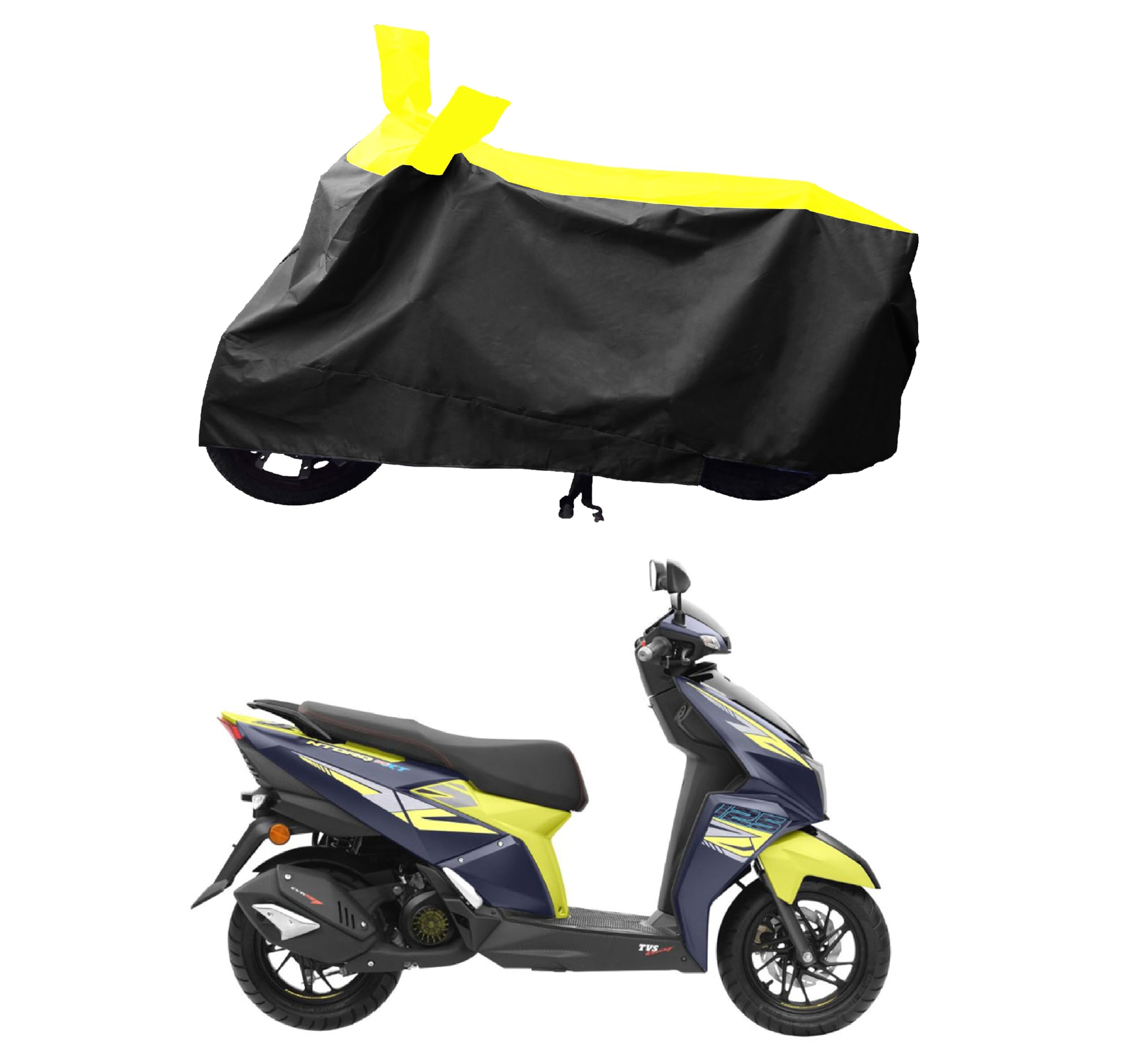 ROMEIZ - Two Wheeler - Scooty - Bike Cover for New TVS NTORQ 125 XT BS6 Scooty Cover with Water-Resistant and Dust Proof Premium 190T Fabric_Yellow Striation